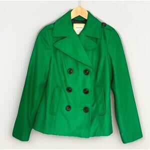 Old Navy Pea Coat Kelly Green Double Breasted Women Size M Wool Blend Y2K Preppy